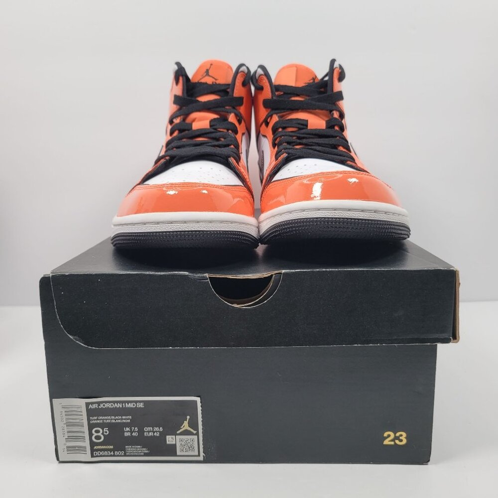 Air Jordan 1 Mid SE Men's Turf Orange/Black White Sneakers DD6834-802 US Sz 8.5 - Picture 2 of 10